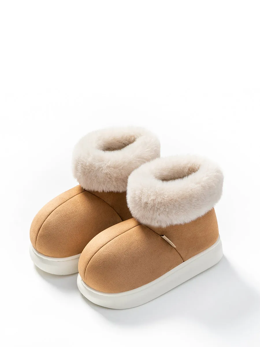 Women Winter Plush Spliced Solid Warm Shoes