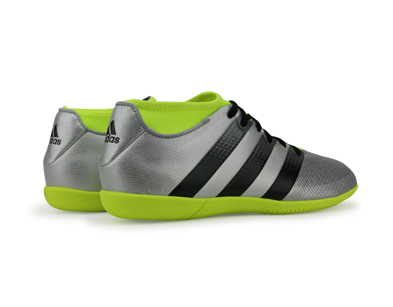 adidas Men's ACE 16.3 Primemesh Indoor Soccer Shoes Silver Metallic/Core Black/Solar Yellow