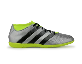 adidas Men's ACE 16.3 Primemesh Indoor Soccer Shoes Silver Metallic/Core Black/Solar Yellow