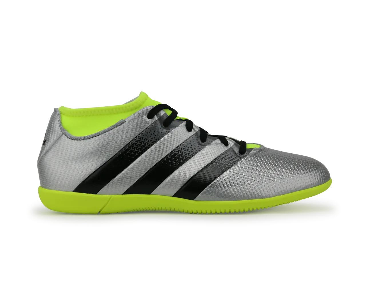 adidas Men's ACE 16.3 Primemesh Indoor Soccer Shoes Silver Metallic/Core Black/Solar Yellow