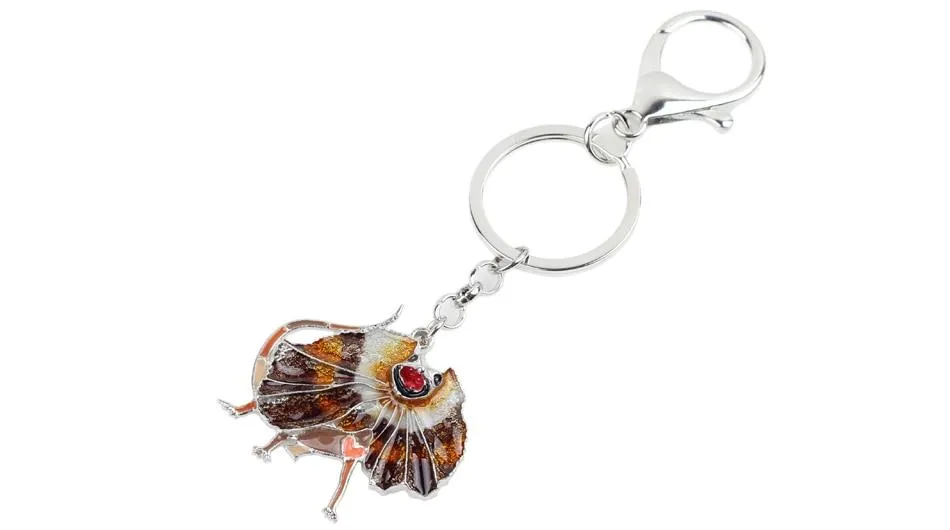 Australia Frilled Lizard Animal Enamel Key Chains Gift for Men & Women