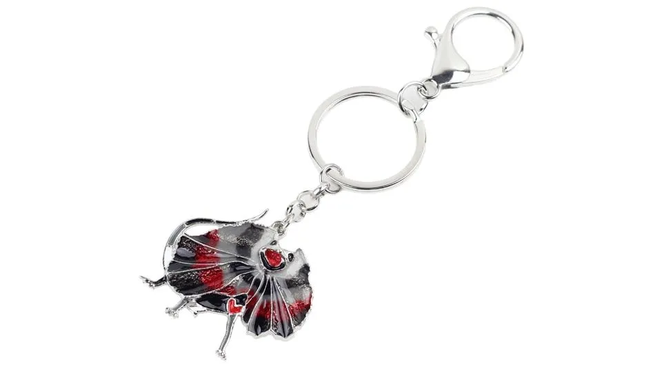 Australia Frilled Lizard Animal Enamel Key Chains Gift for Men & Women