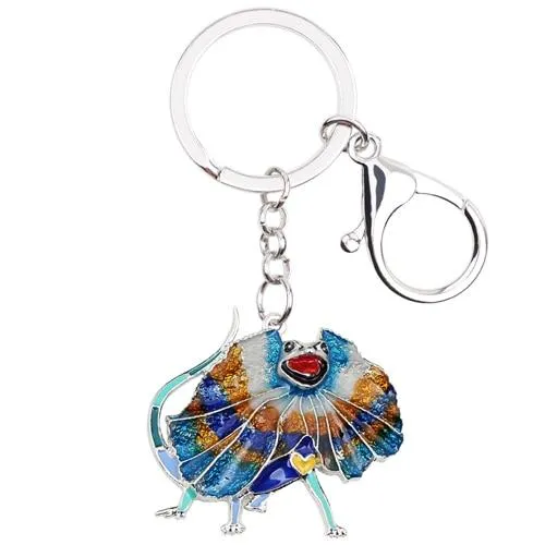 Australia Frilled Lizard Animal Enamel Key Chains Gift for Men & Women