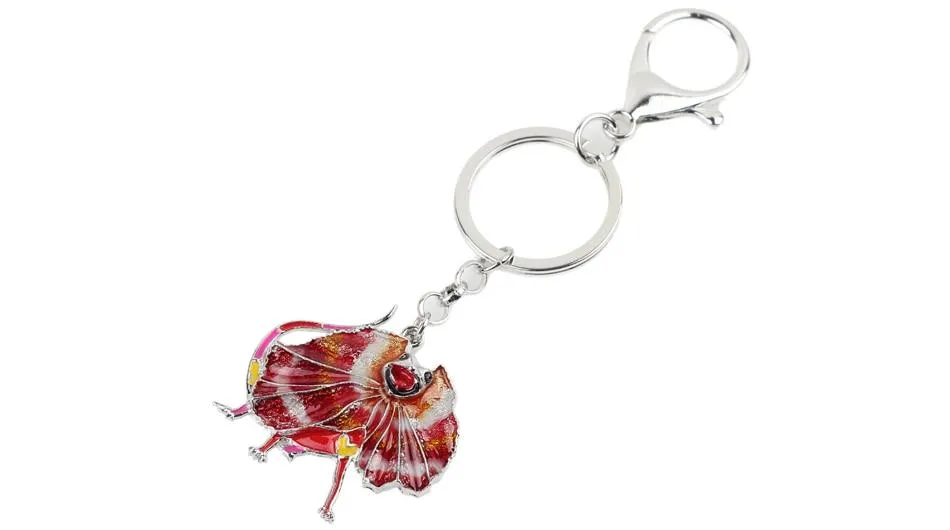 Australia Frilled Lizard Animal Enamel Key Chains Gift for Men & Women