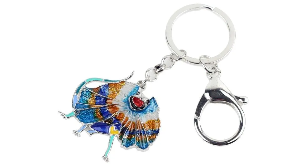 Australia Frilled Lizard Animal Enamel Key Chains Gift for Men & Women