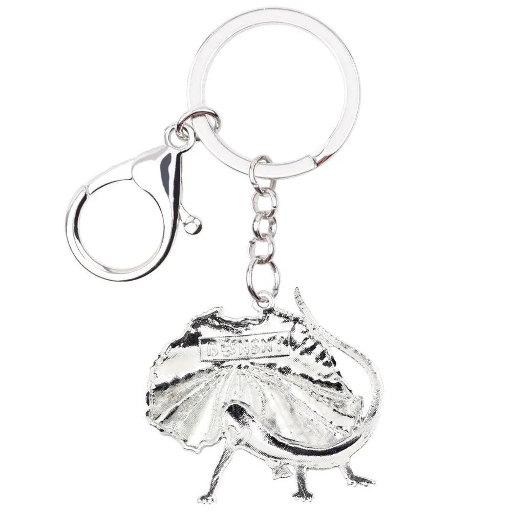 Australia Frilled Lizard Animal Enamel Key Chains Gift for Men & Women