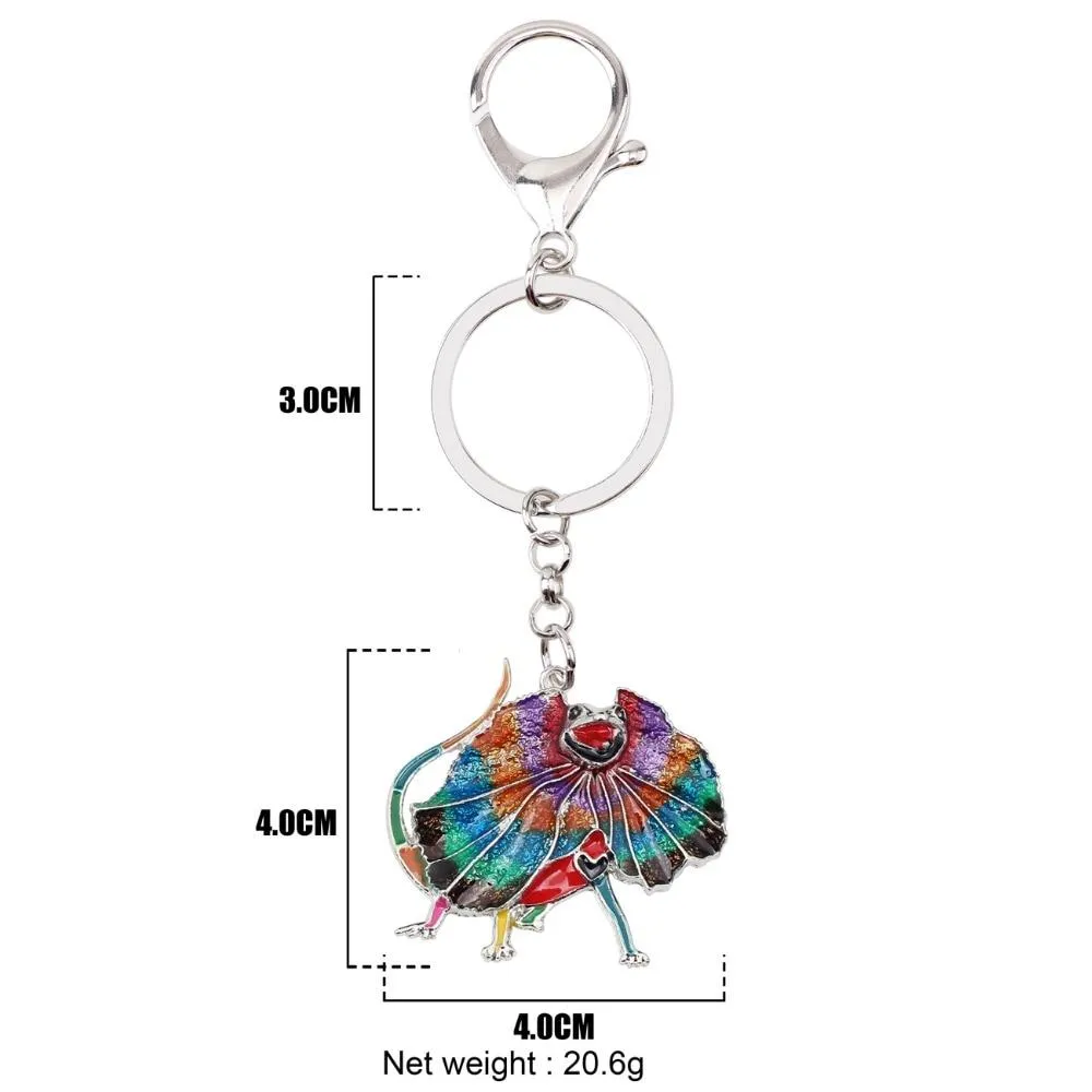 Australia Frilled Lizard Animal Enamel Key Chains Gift for Men & Women