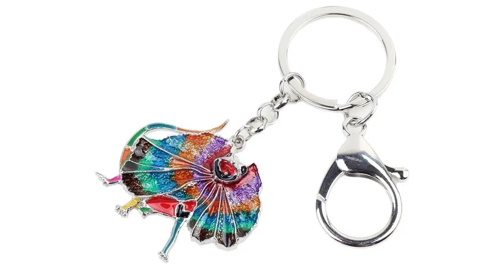 Australia Frilled Lizard Animal Enamel Key Chains Gift for Men & Women