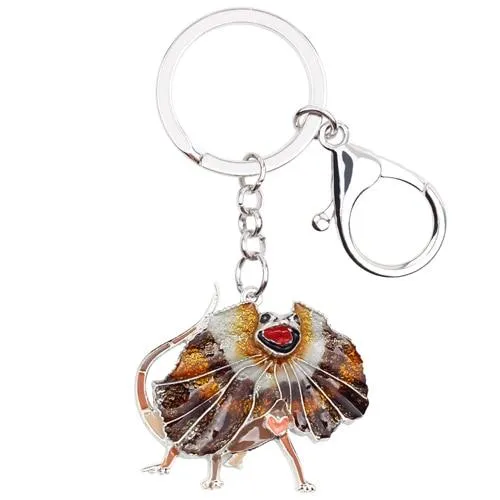 Australia Frilled Lizard Animal Enamel Key Chains Gift for Men & Women