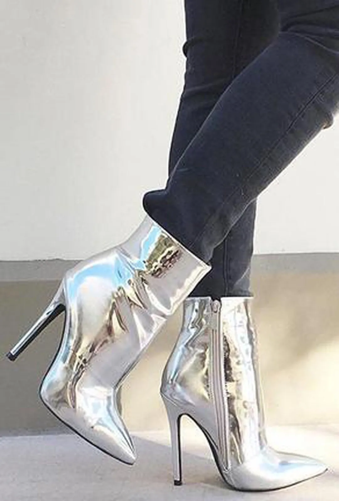 BRIGITTE - METALLIC ANKLE BOOTS