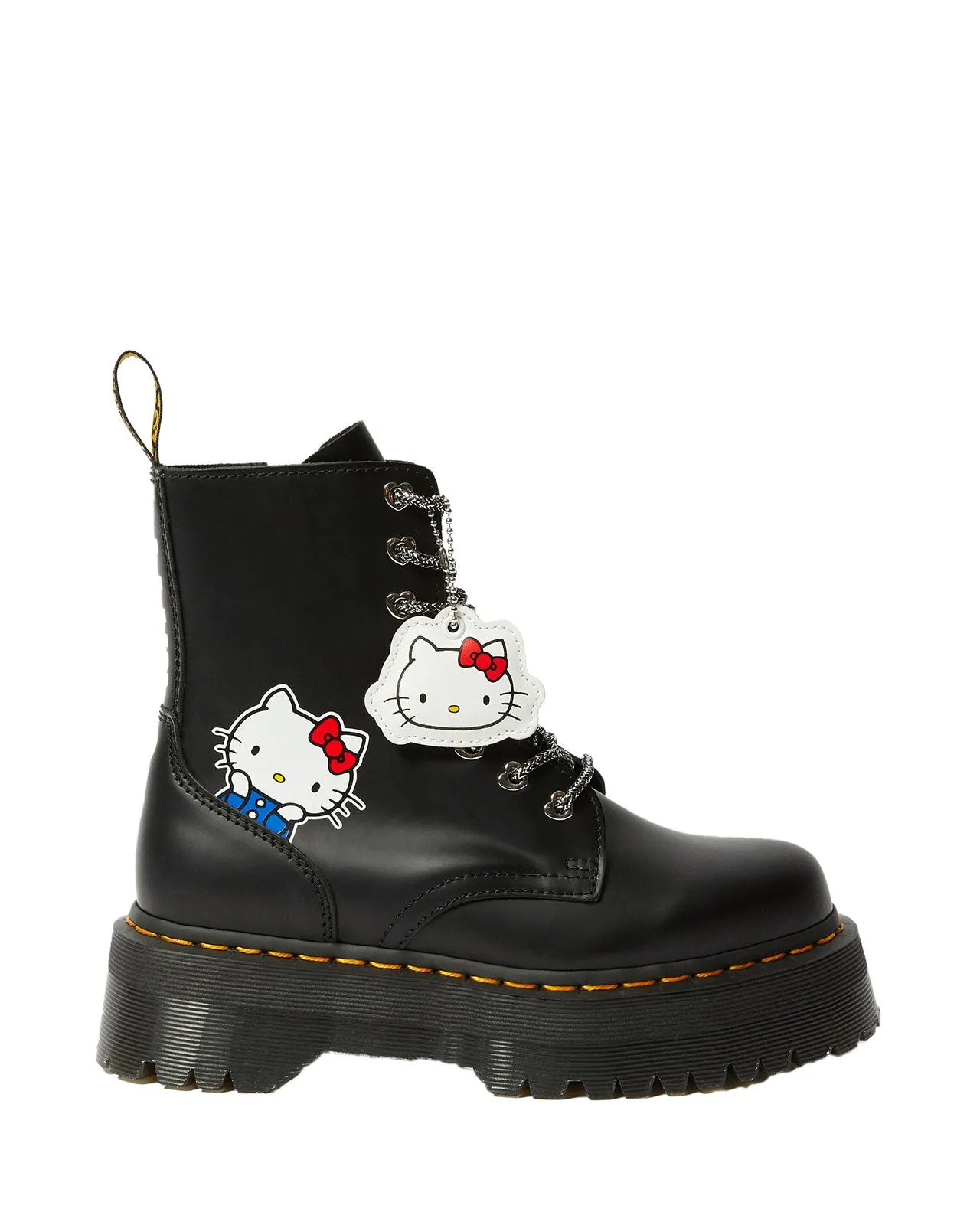 JADON HELLO KITTY BLACK POLISHED SMOOTH PLATFORM BOOT