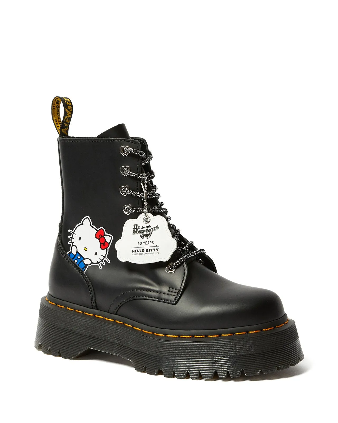 JADON HELLO KITTY BLACK POLISHED SMOOTH PLATFORM BOOT