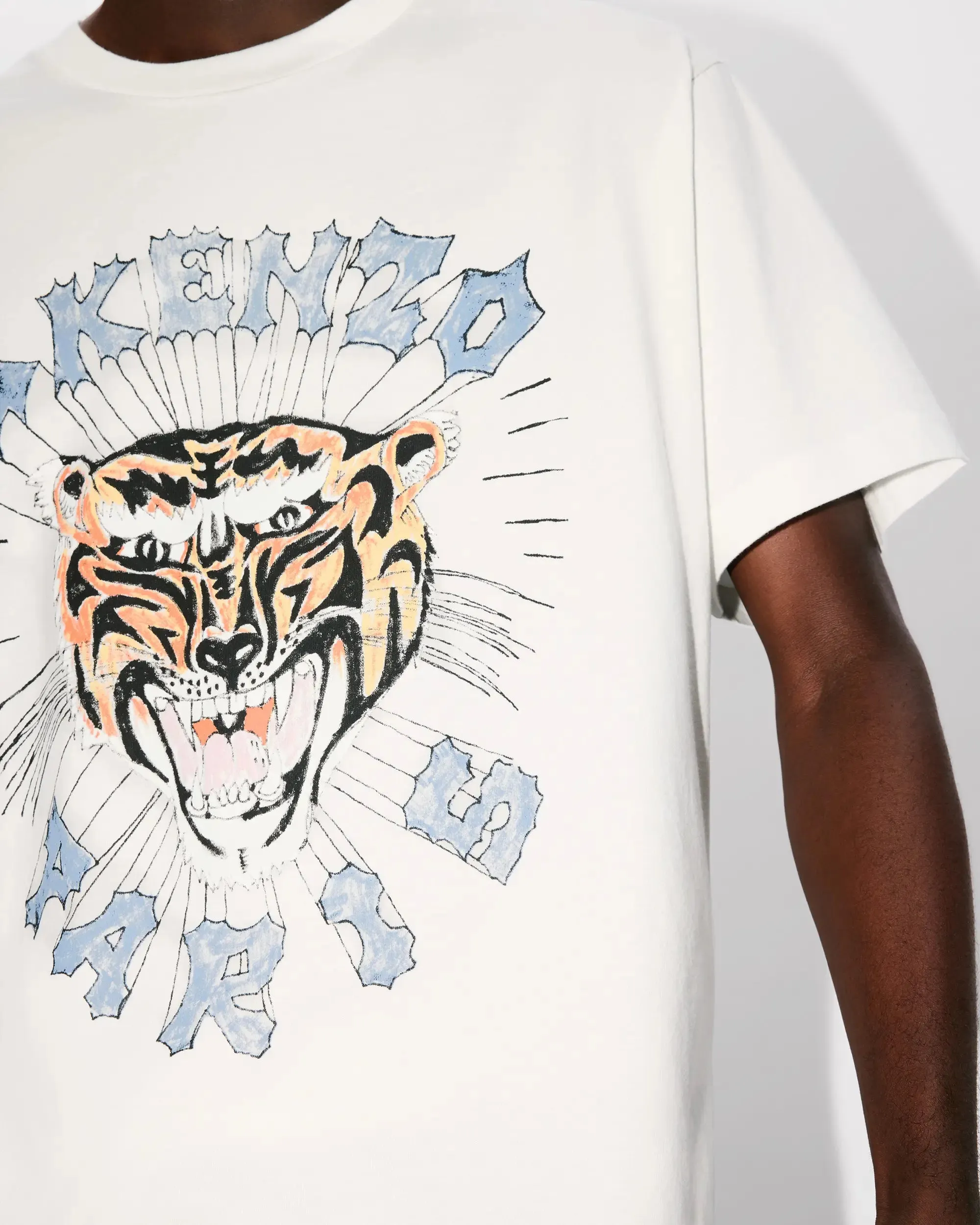 Kenzo Drawn Varsity Oversized Tee - Off White