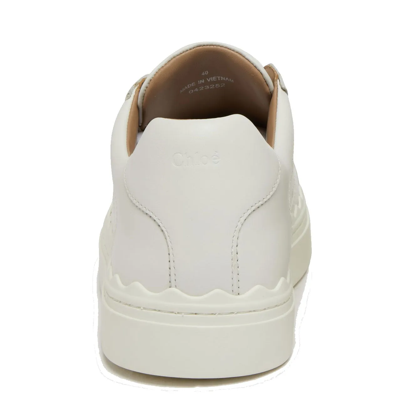 Lauren Leather Sneakers, Perforated Logo, White