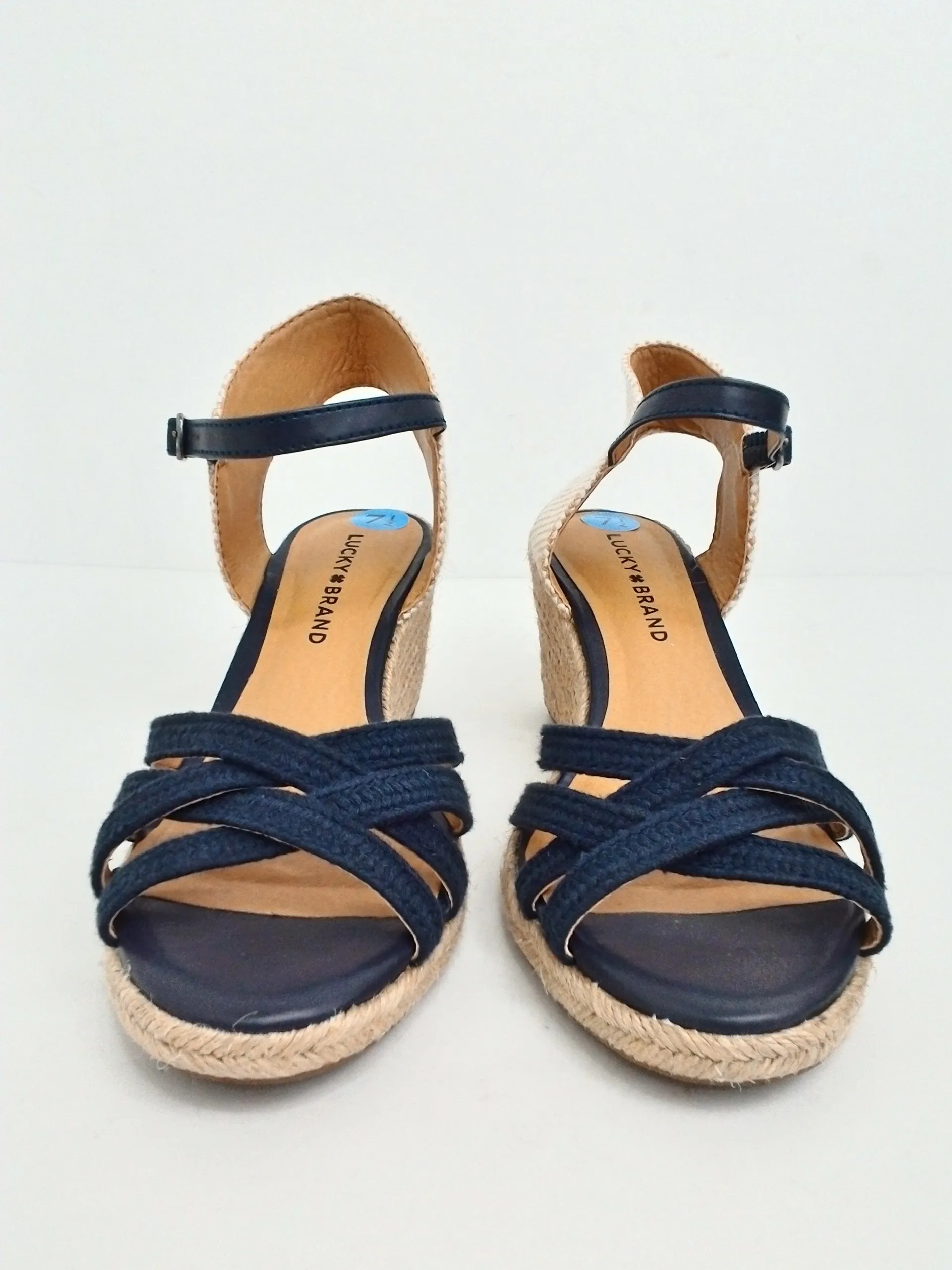 Lucky Brand Women's Navy Blue Wedge Sandal Size 7.5