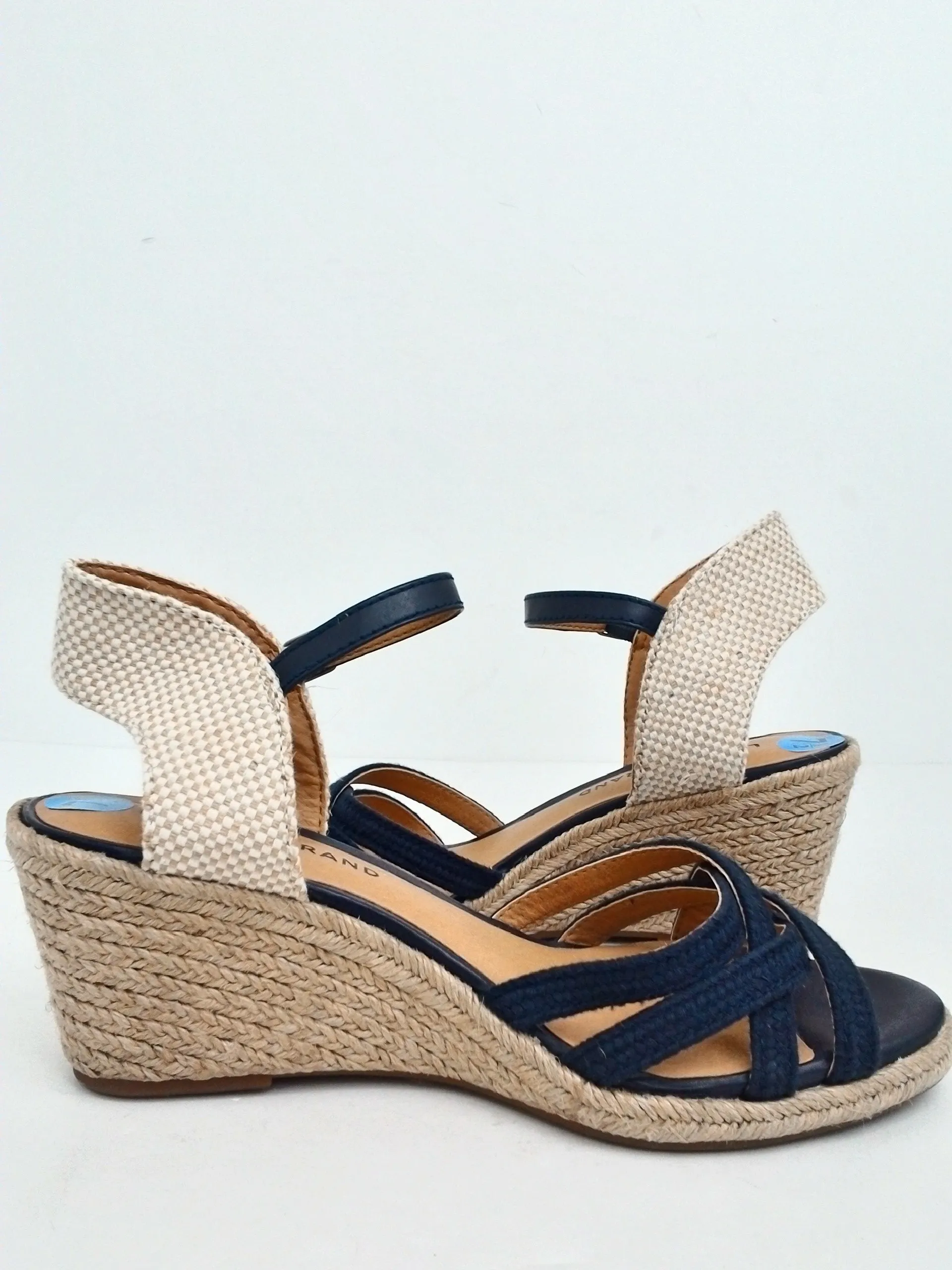 Lucky Brand Women's Navy Blue Wedge Sandal Size 7.5