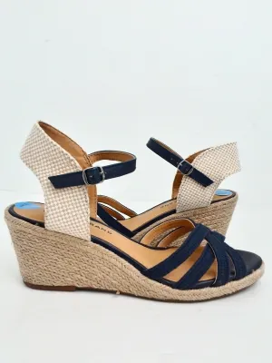 Lucky Brand Women's Navy Blue Wedge Sandal Size 7.5