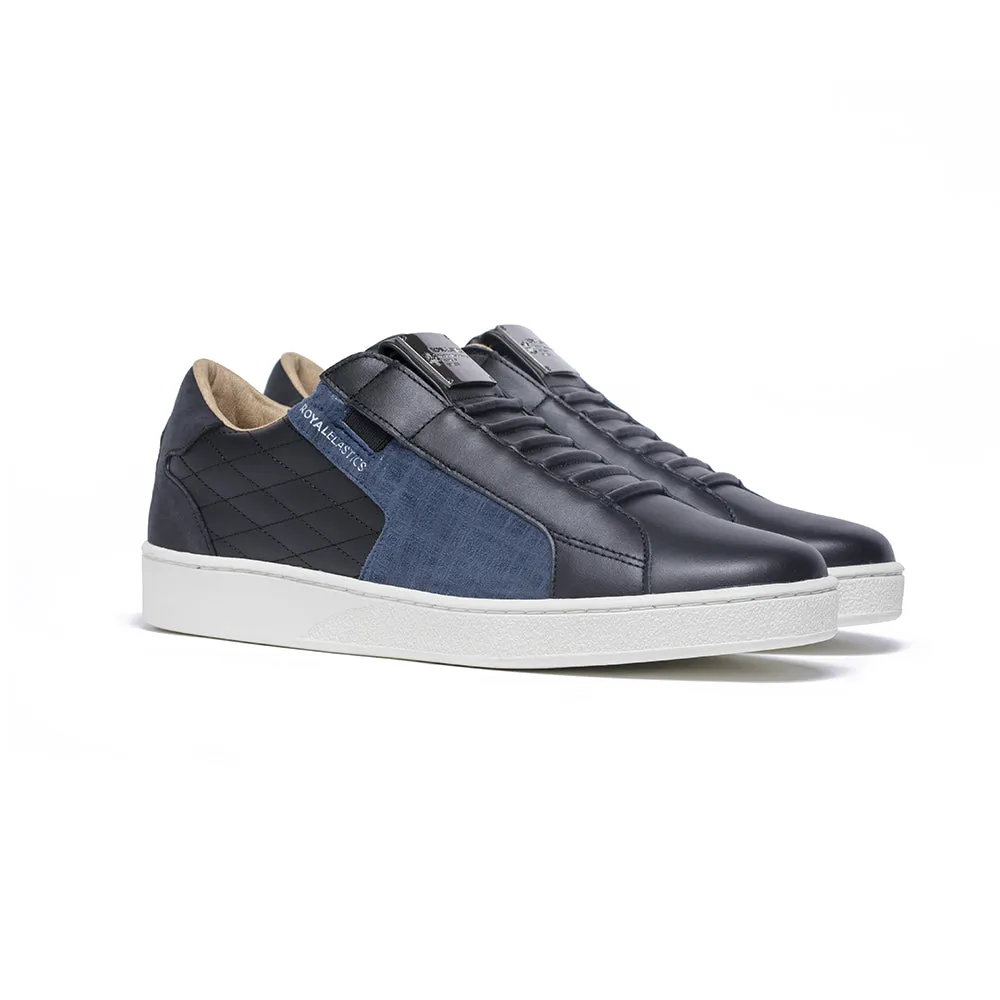 Men's Adelaide Black Blue Leather Sneakers 02694-995