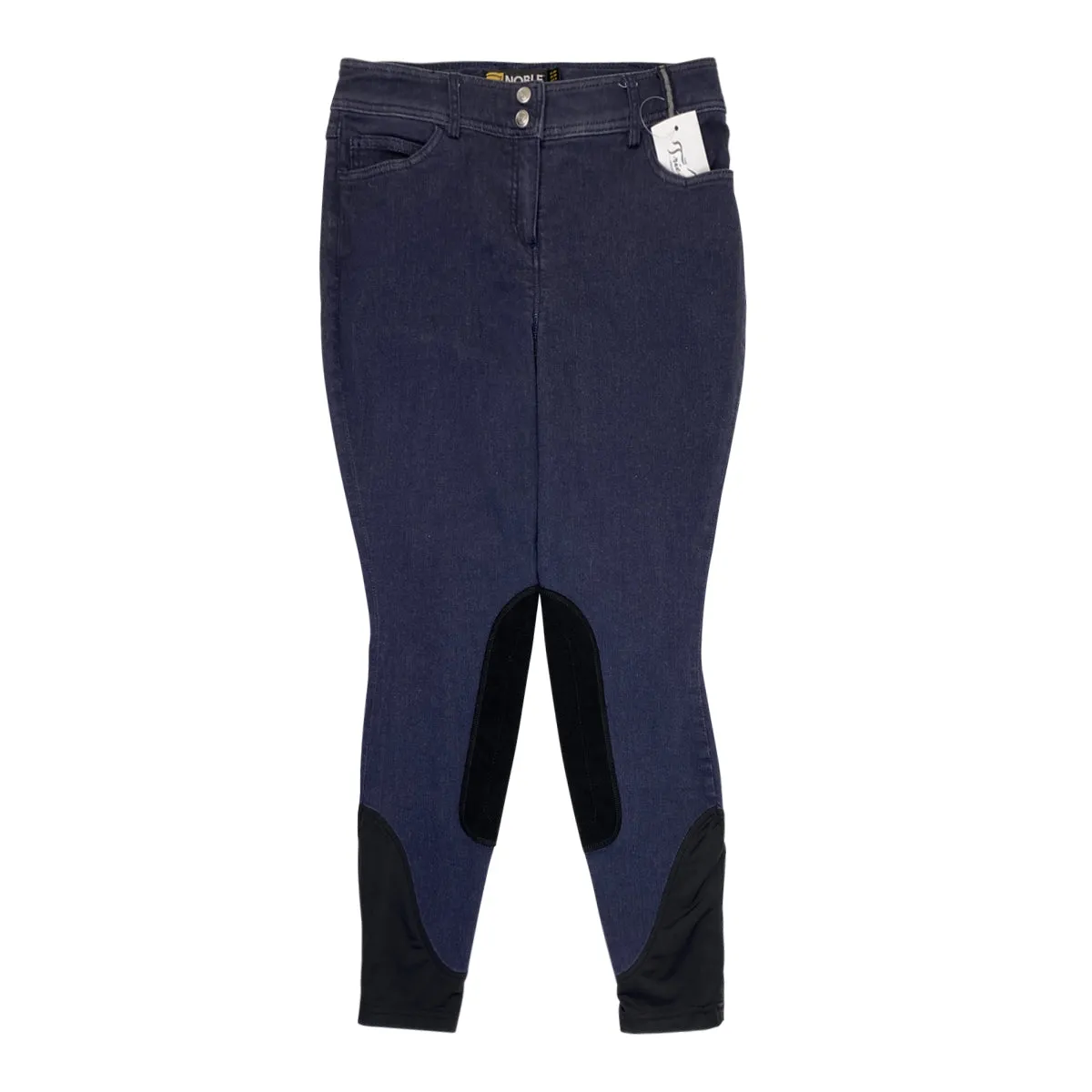 Noble Equestrian 'Better Than Denim' Knee Patch Breeches in Blue Jean - Women's 28R