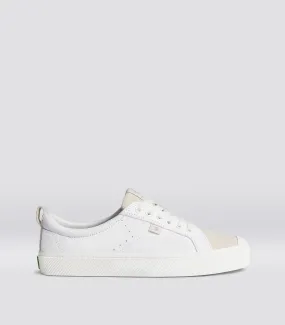 OCA Low White Premium Leather Vintage White Suede Sneaker Men