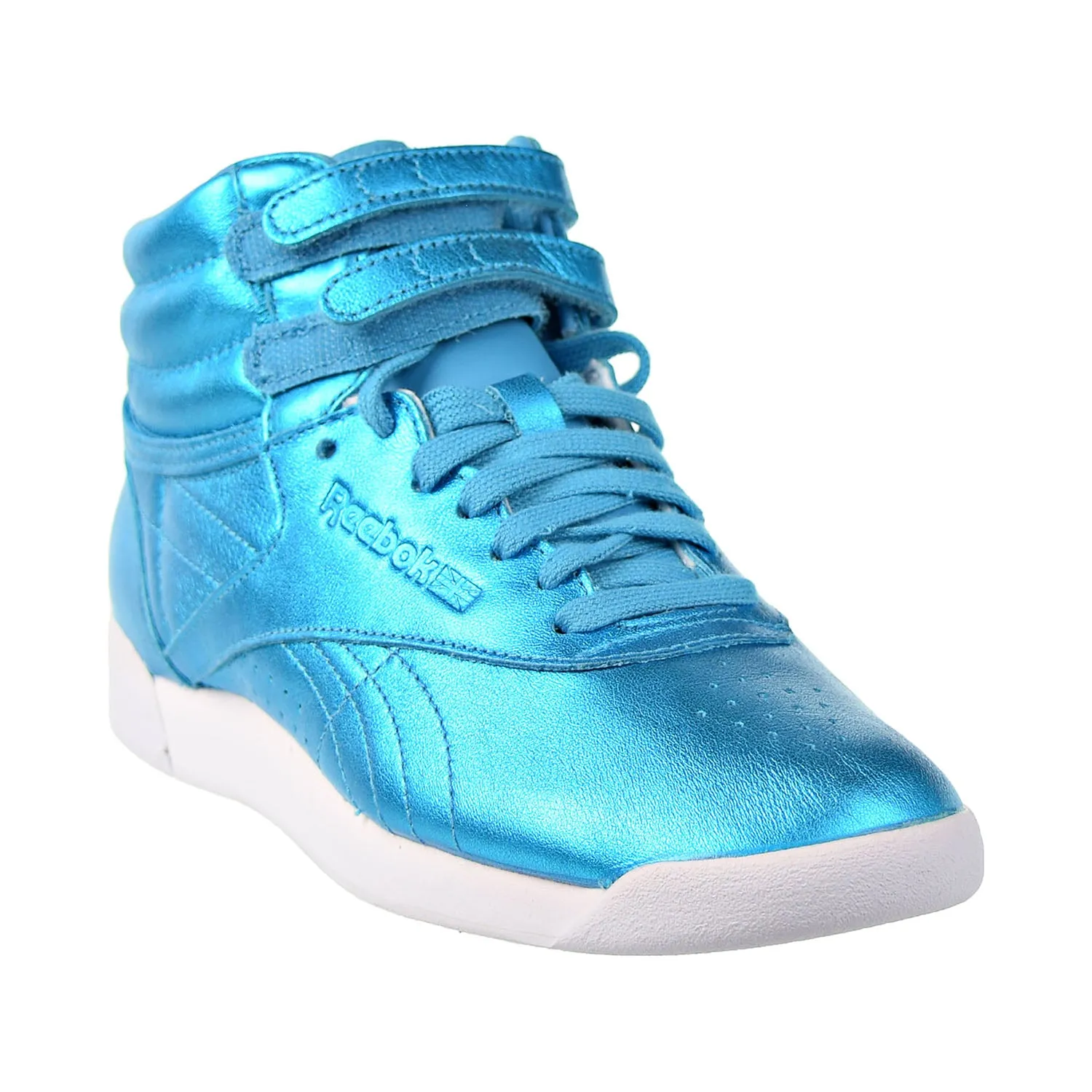 Reebok Freestyle Hi Metallic Women Shoes Feather Blue/White