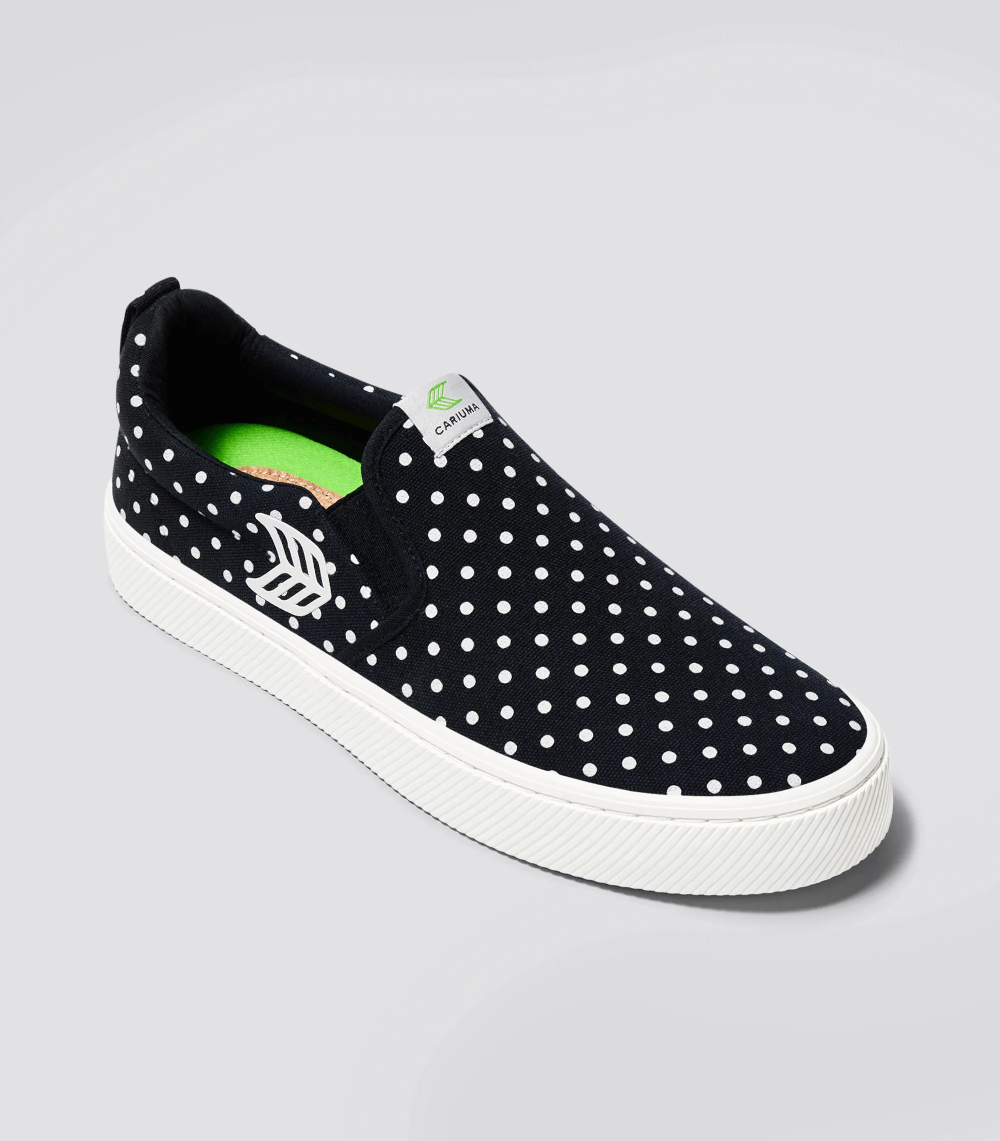 SLIP ON Black Canvas White Polka Dots Sneaker Women