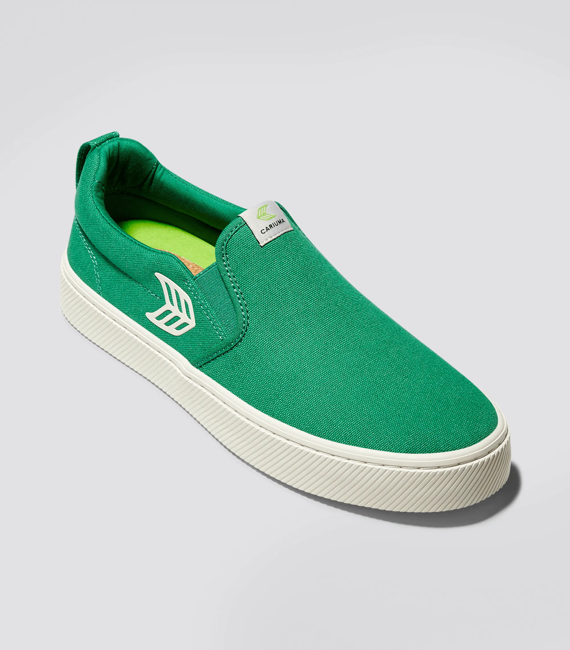 SLIP ON Green Canvas Ivory Logo Sneaker Women